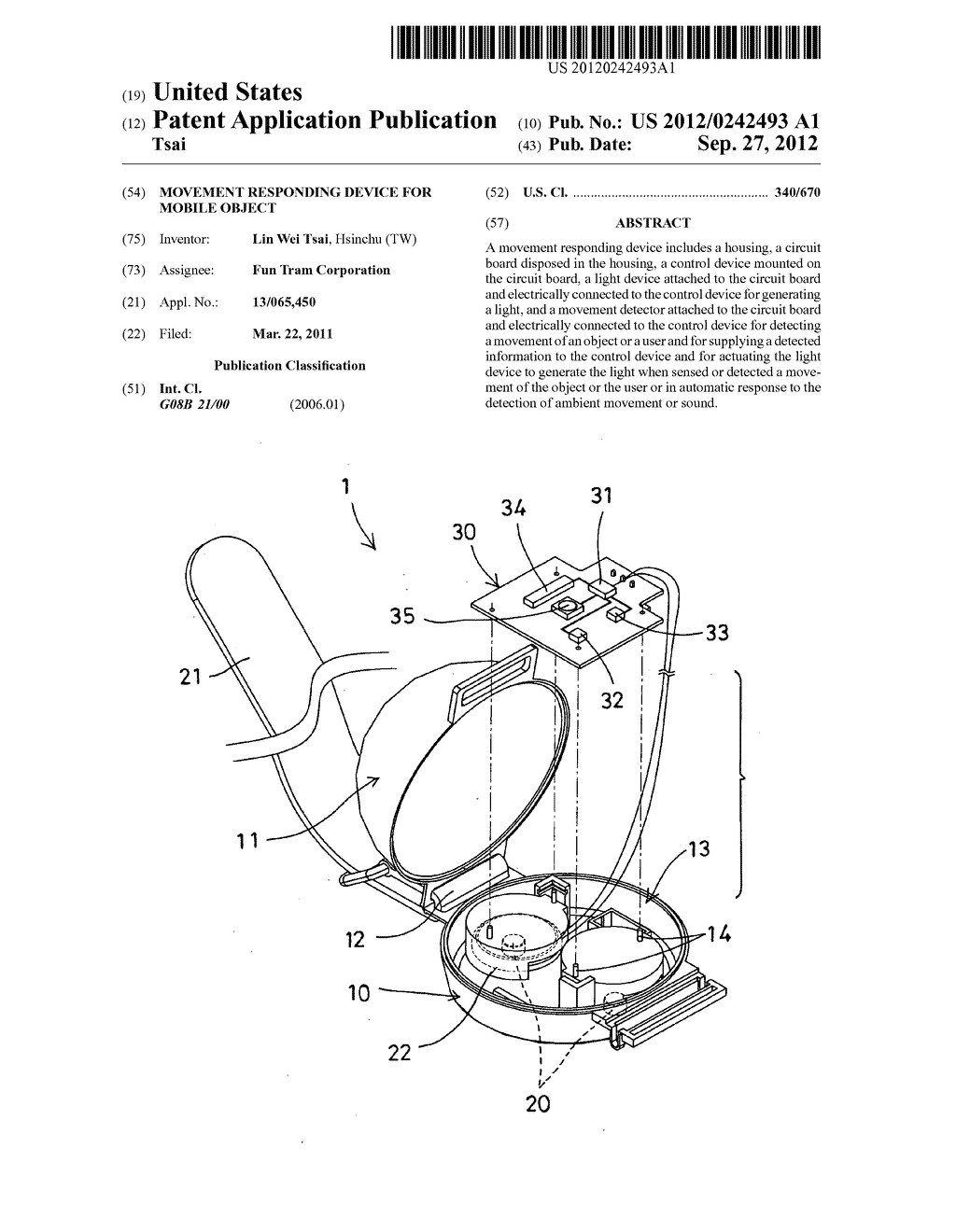 Movement responding device for mobile object - diagram, schematic, and image 01