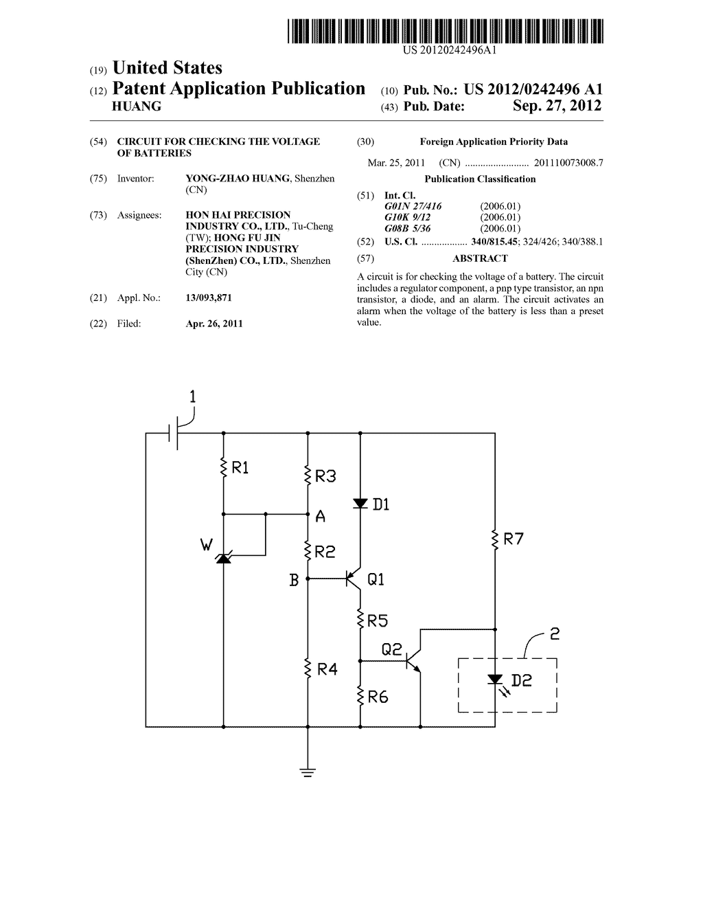 CIRCUIT FOR CHECKING THE VOLTAGE OF BATTERIES - diagram, schematic, and image 01