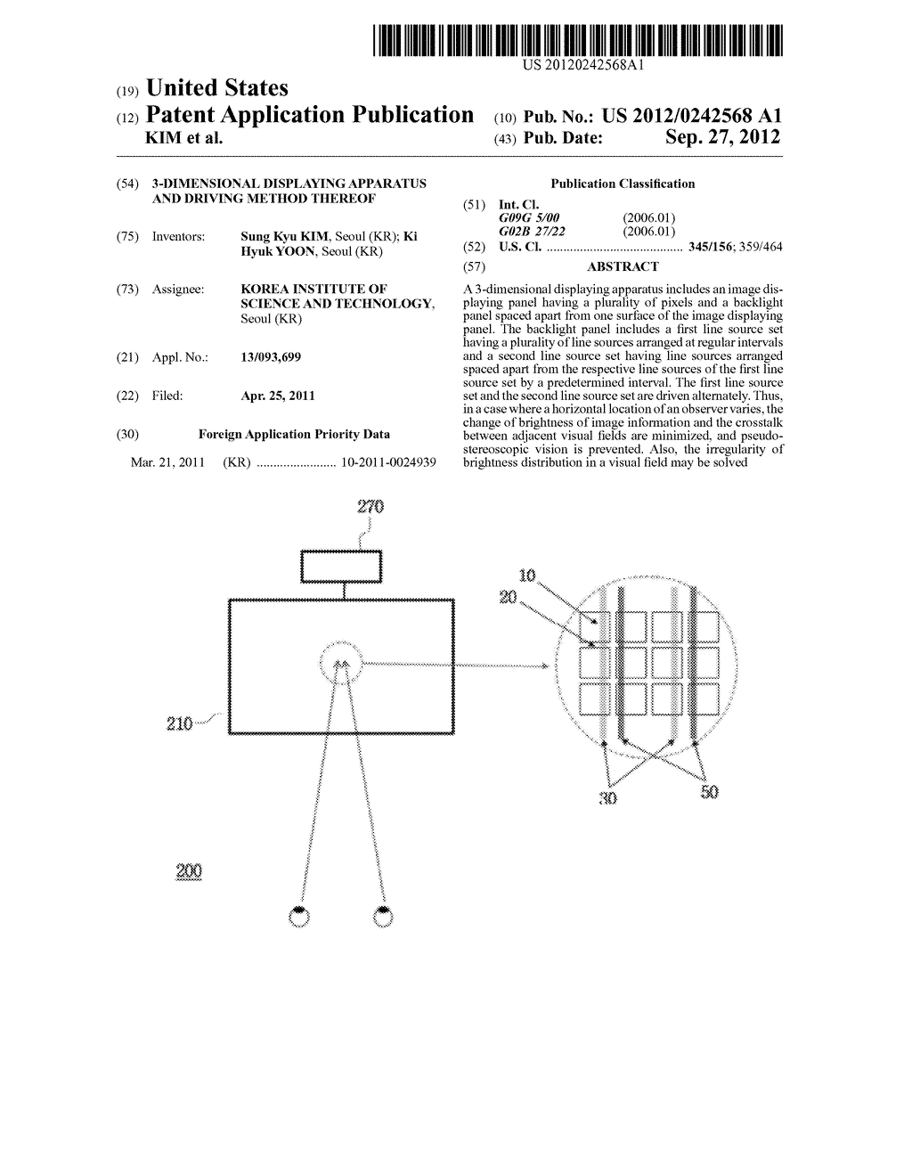 3-Dimensional Displaying Apparatus And Driving Method Thereof - diagram, schematic, and image 01