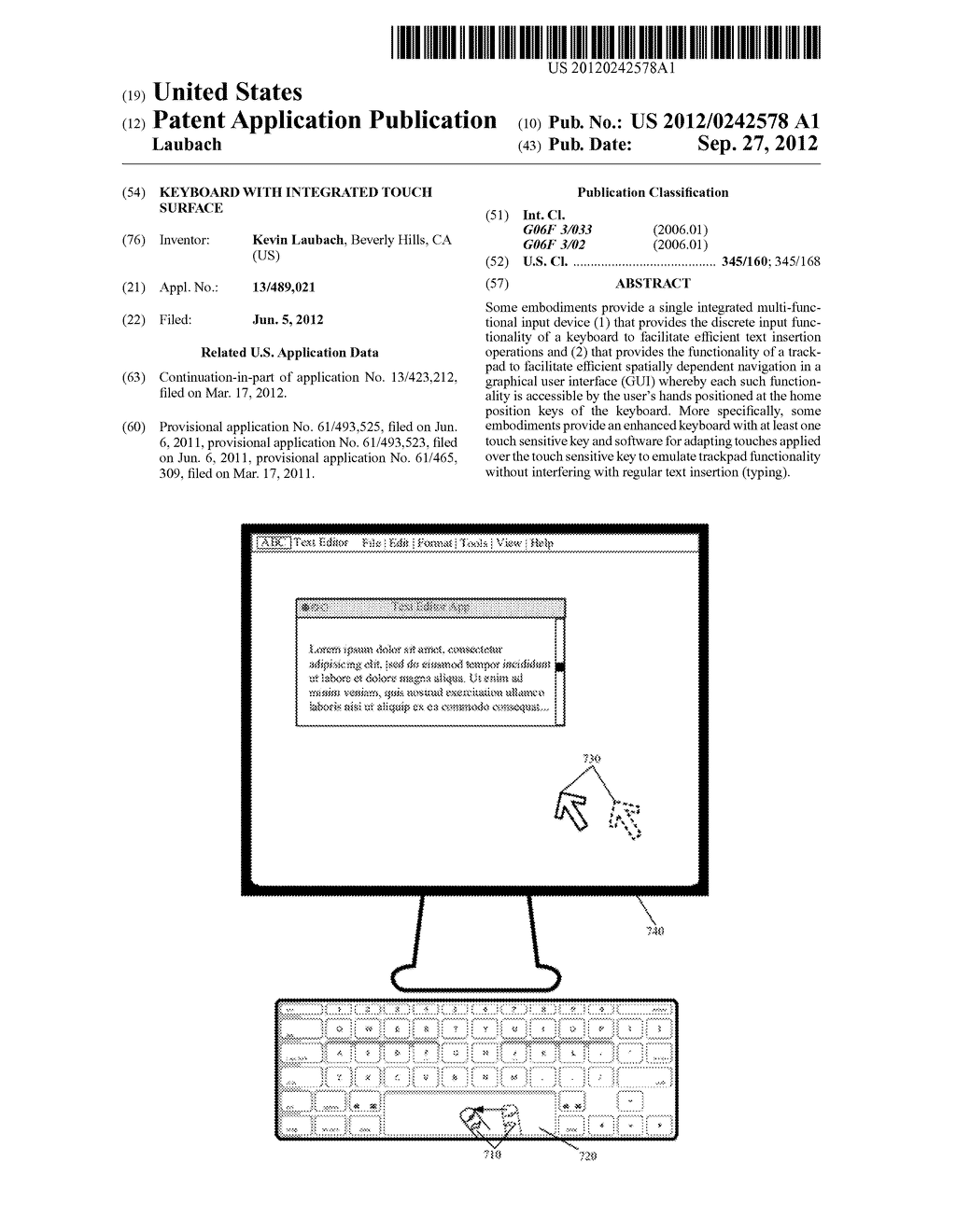 Keyboard with Integrated Touch Surface - diagram, schematic, and image 01