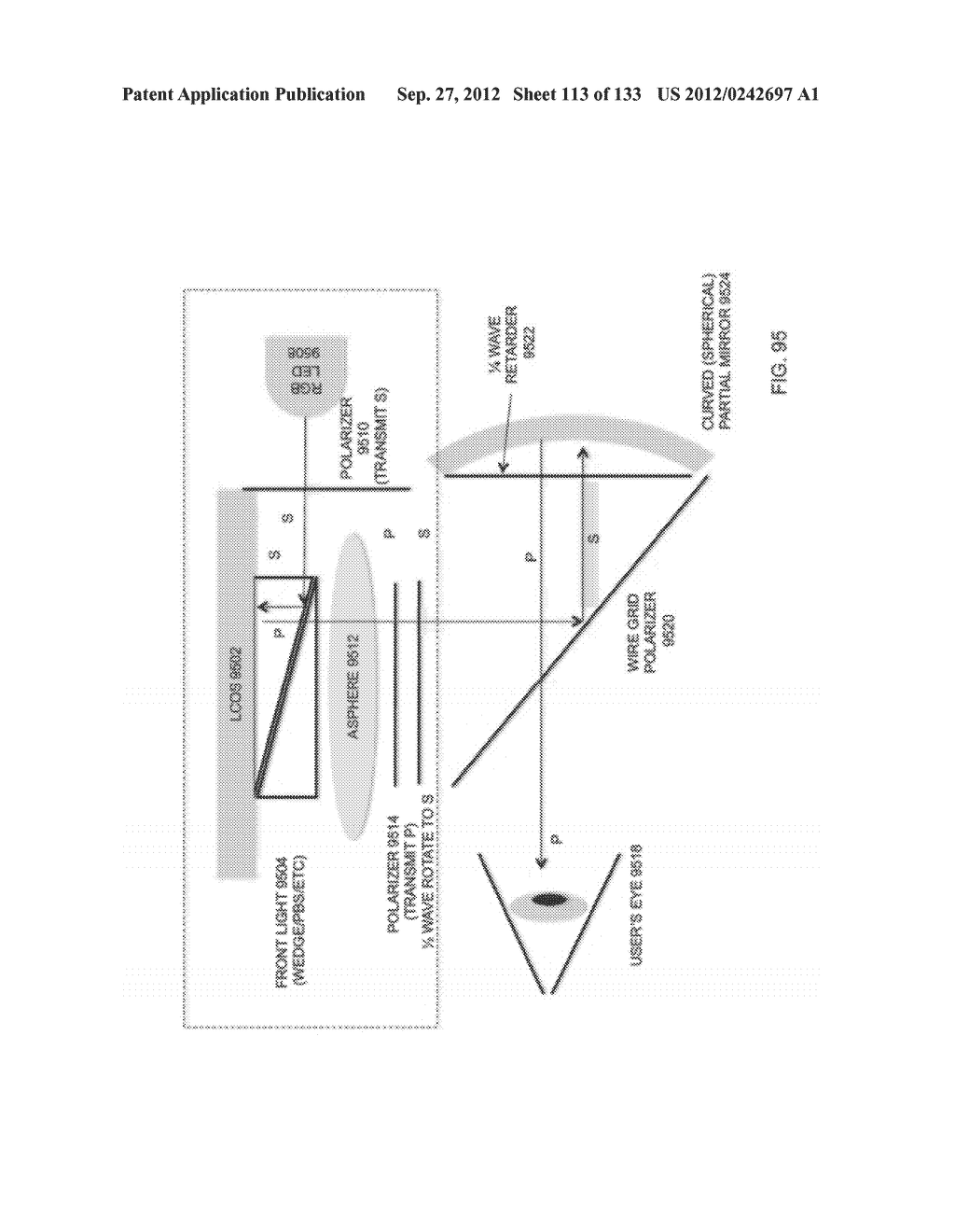 SEE-THROUGH NEAR-EYE DISPLAY GLASSES WITH THE OPTICAL ASSEMBLY INCLUDING     ABSORPTIVE POLARIZERS OR ANTI-REFLECTIVE COATINGS TO REDUCE STRAY LIGHT - diagram, schematic, and image 114