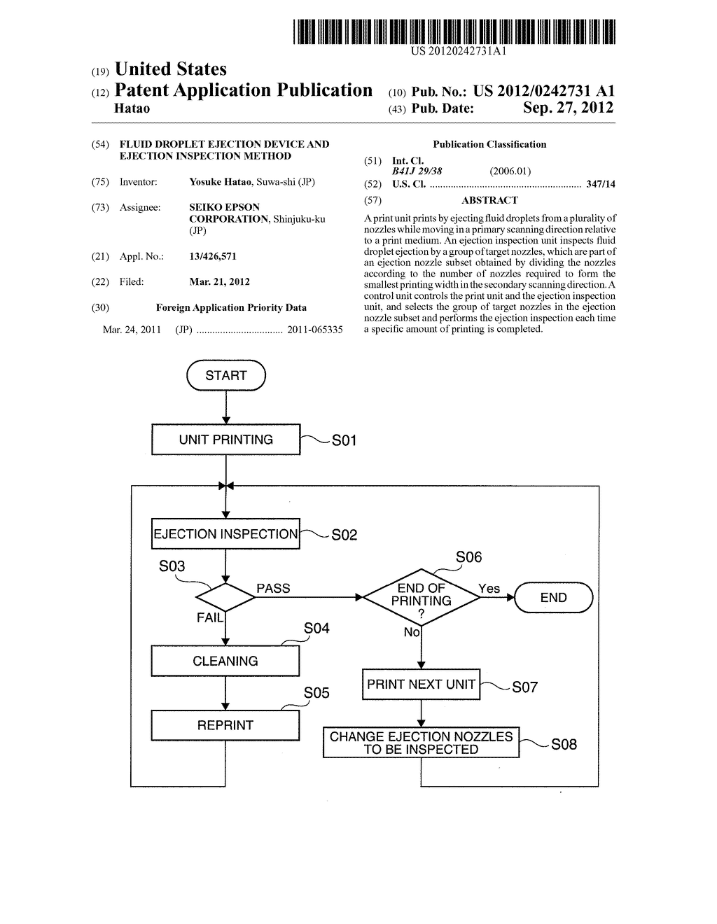 FLUID DROPLET EJECTION DEVICE AND EJECTION INSPECTION METHOD - diagram, schematic, and image 01