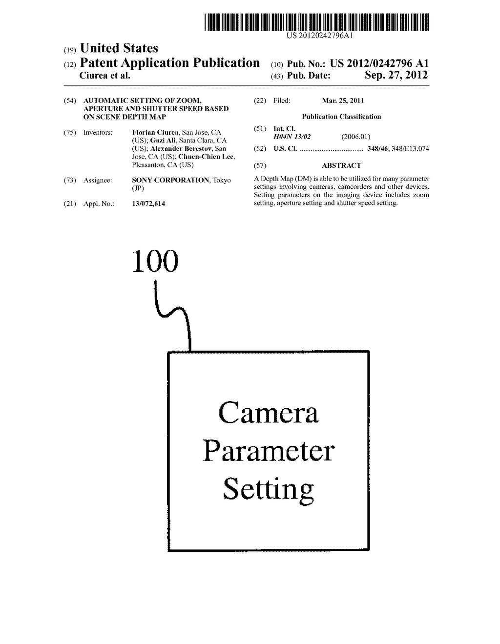 AUTOMATIC SETTING OF ZOOM, APERTURE AND  SHUTTER SPEED BASED ON SCENE     DEPTH MAP - diagram, schematic, and image 01