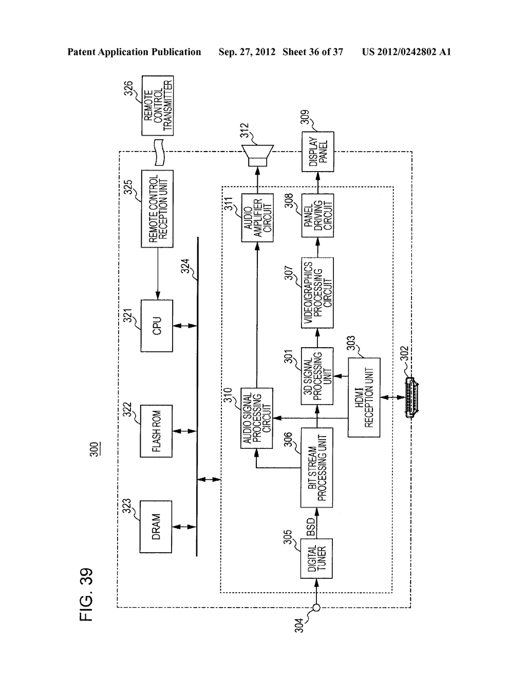 STEREOSCOPIC IMAGE DATA TRANSMISSION DEVICE, STEREOSCOPIC IMAGE DATA     TRANSMISSION METHOD, STEREOSCOPIC IMAGE DATA RECEPTION DEVICE, AND     STEREOSCOPIC IMAGE DATA RECEPTION METHOD - diagram, schematic, and image 37