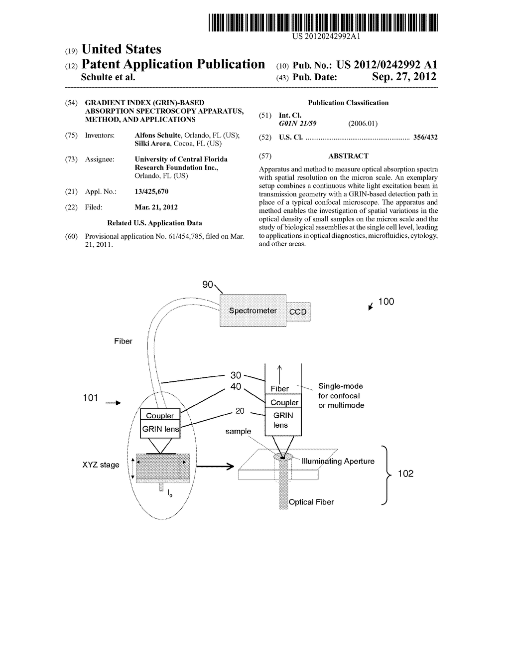 GRADIENT INDEX (GRIN)-BASED ABSORPTION SPECTROSCOPY APPARATUS, METHOD, AND     APPLICATIONS - diagram, schematic, and image 01