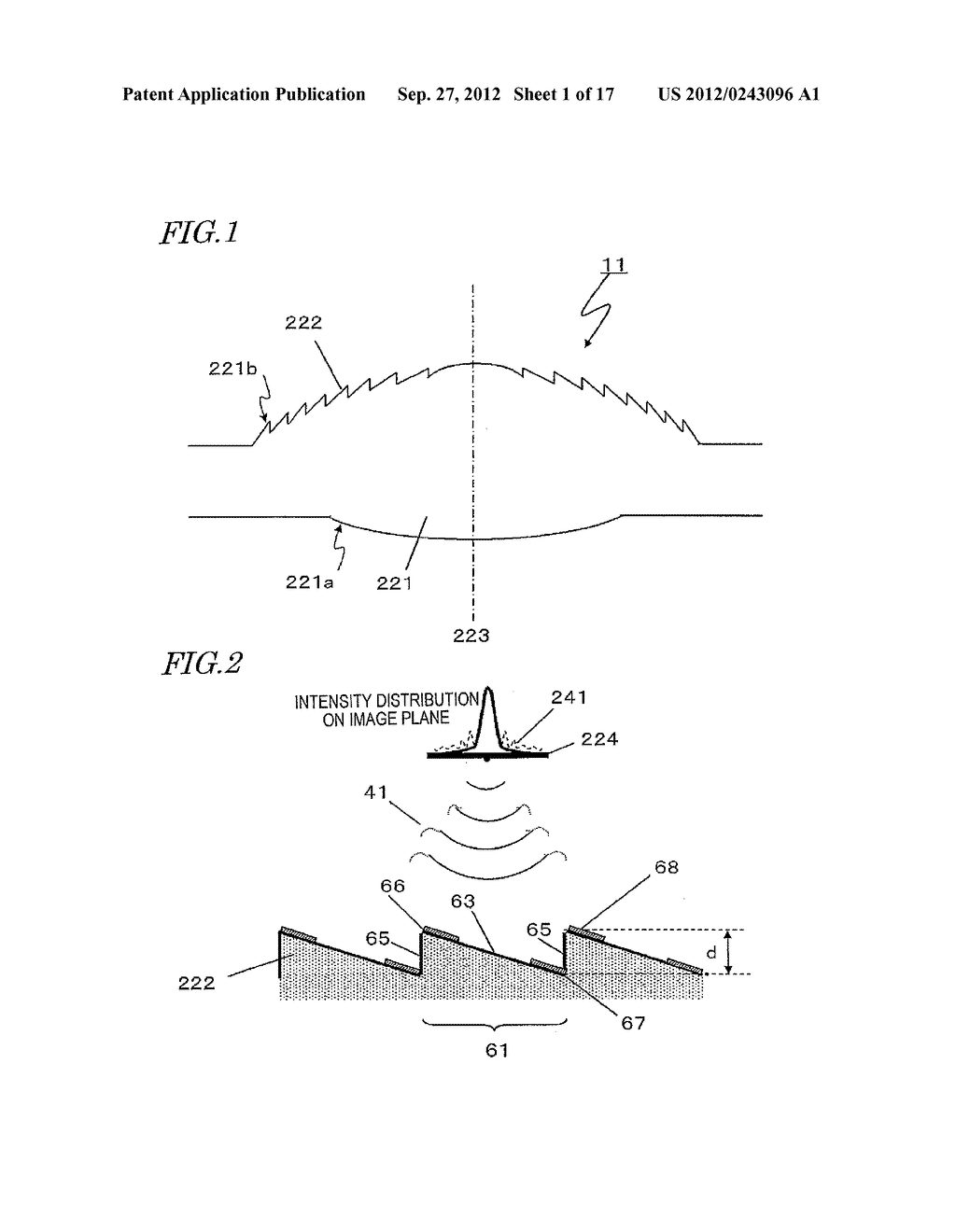 DIFFRACTION GRATING LENS AND METHOD OF PRODUCING THE SAME, AND IMAGING     DEVICE IN WHICH THE SAME IS USED - diagram, schematic, and image 02