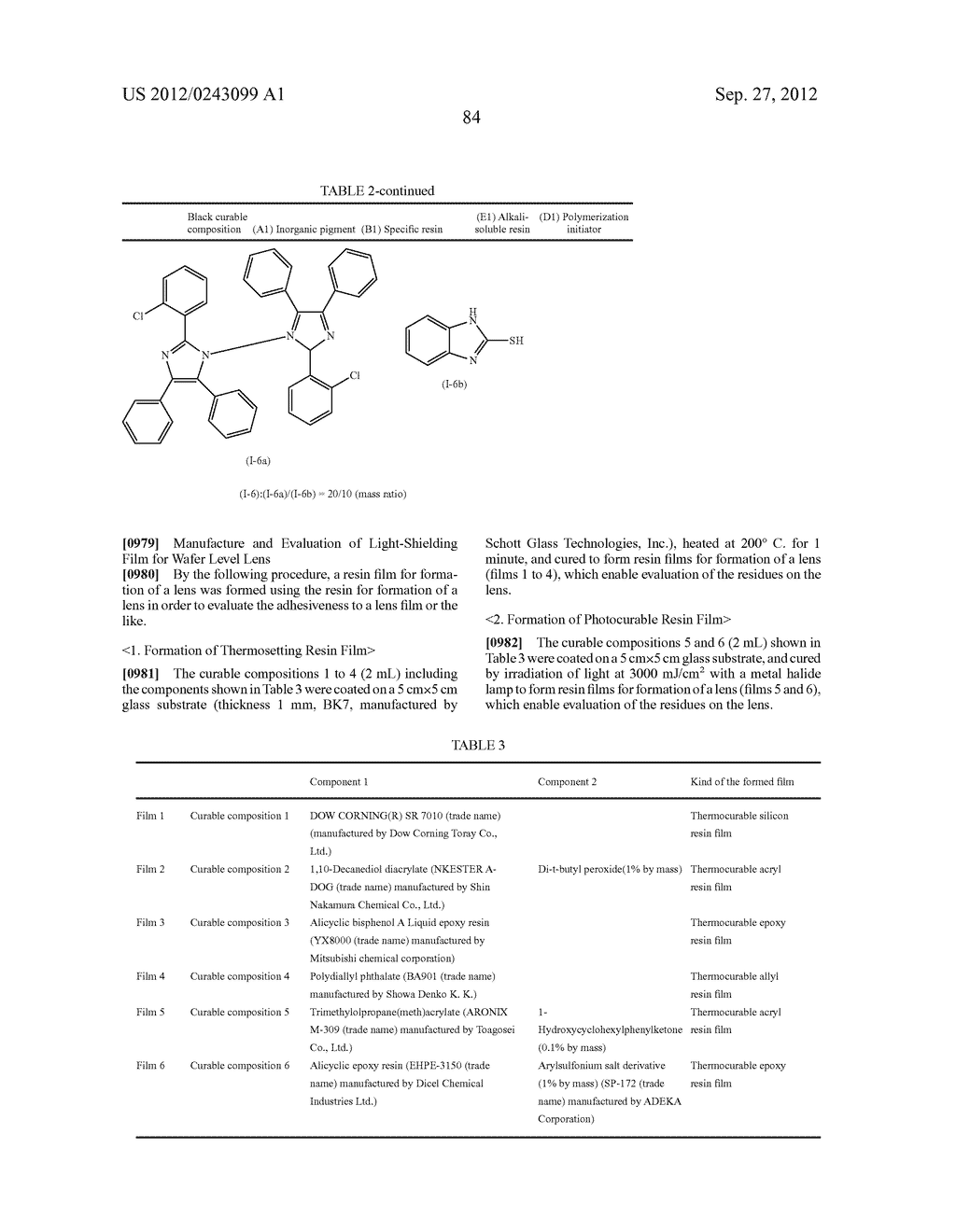 BLACK CURABLE COMPOSITION, LIGHT-SHIELDING COLOR FILTER, LIGHT-SHIELDING     FILM AND METHOD FOR MANUFACTURING THE SAME, WAFER LEVEL LENS, AND     SOLID-STATE IMAGING DEVICE - diagram, schematic, and image 94