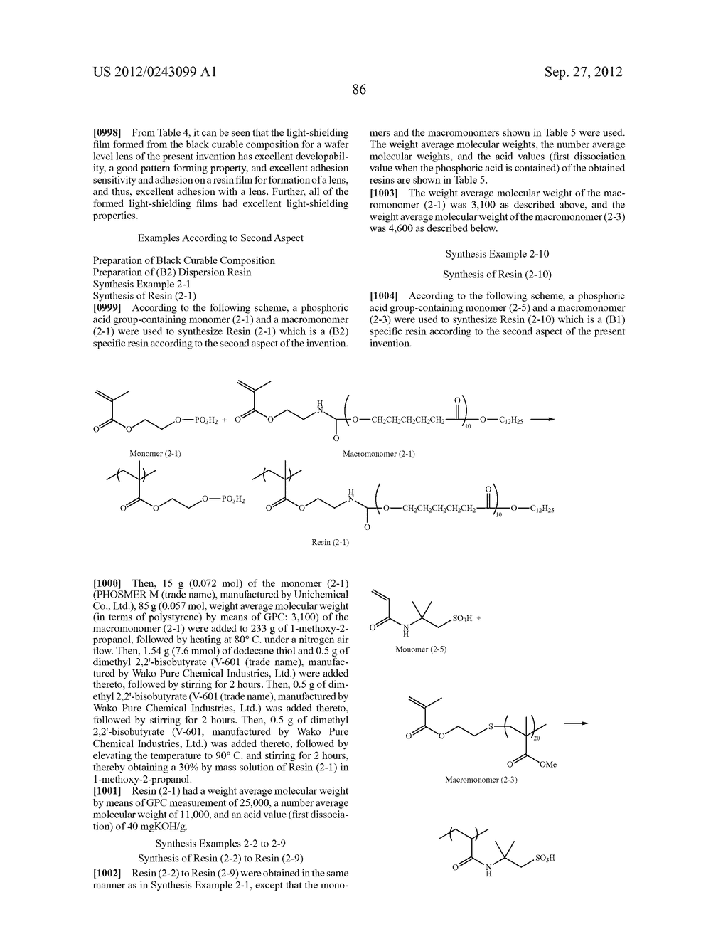 BLACK CURABLE COMPOSITION, LIGHT-SHIELDING COLOR FILTER, LIGHT-SHIELDING     FILM AND METHOD FOR MANUFACTURING THE SAME, WAFER LEVEL LENS, AND     SOLID-STATE IMAGING DEVICE - diagram, schematic, and image 96