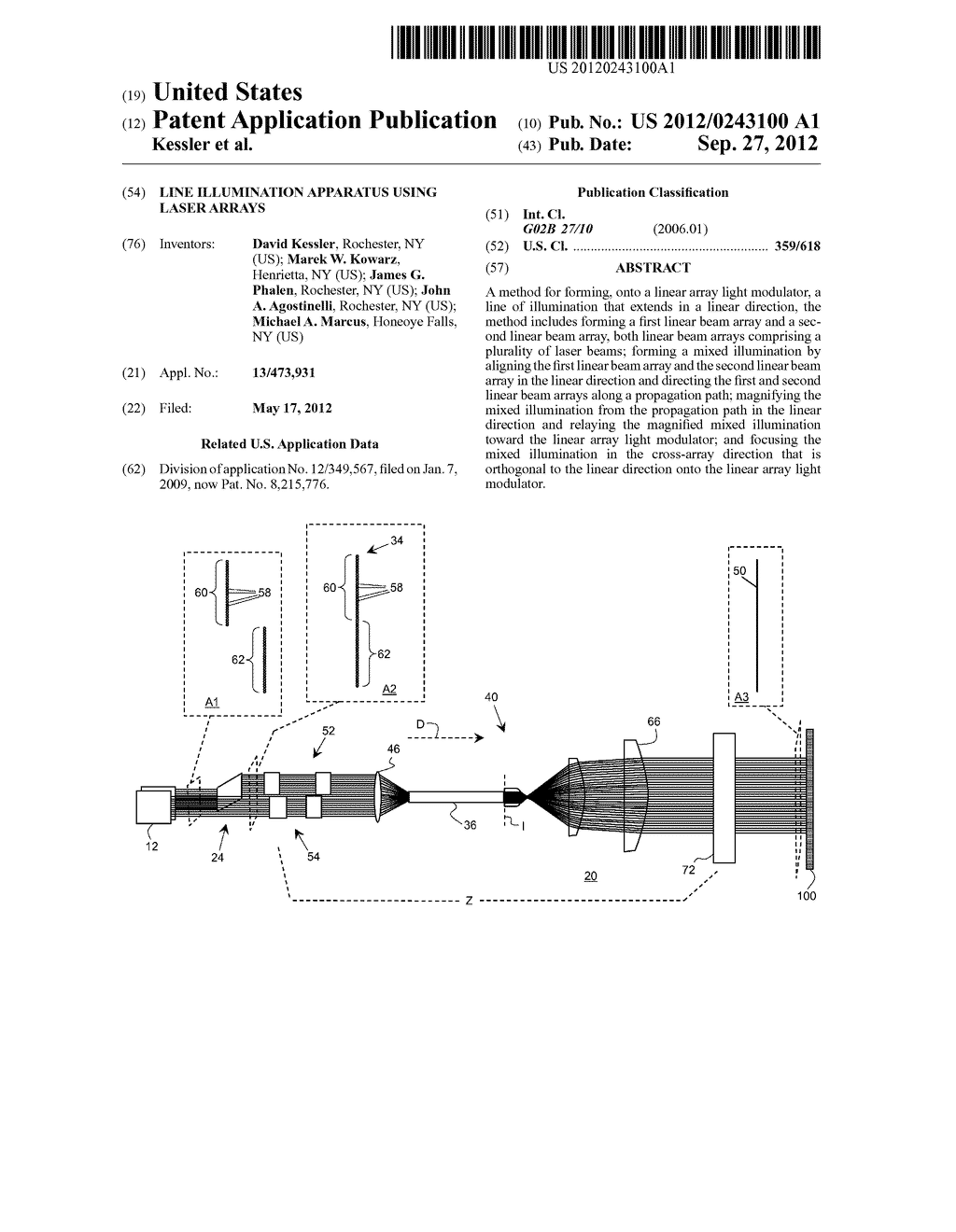 LINE ILLUMINATION APPARATUS USING LASER ARRAYS - diagram, schematic, and image 01