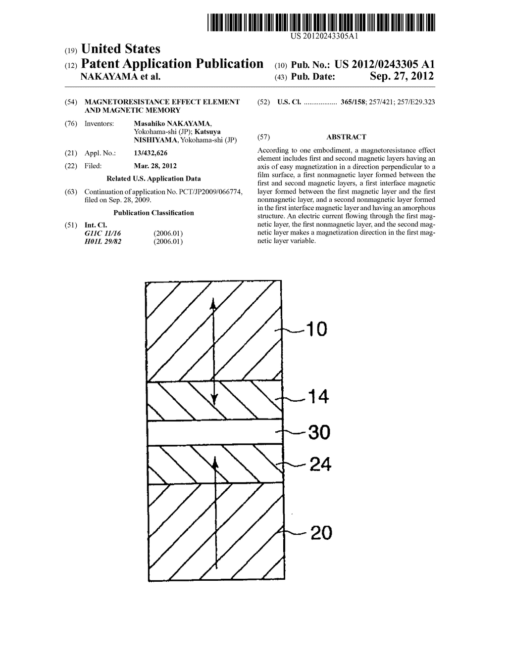 MAGNETORESISTANCE EFFECT ELEMENT AND MAGNETIC MEMORY - diagram, schematic, and image 01