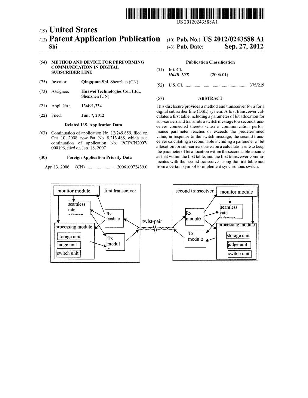 METHOD AND DEVICE FOR PERFORMING COMMUNICATION IN DIGITAL SUBSCRIBER LINE - diagram, schematic, and image 01