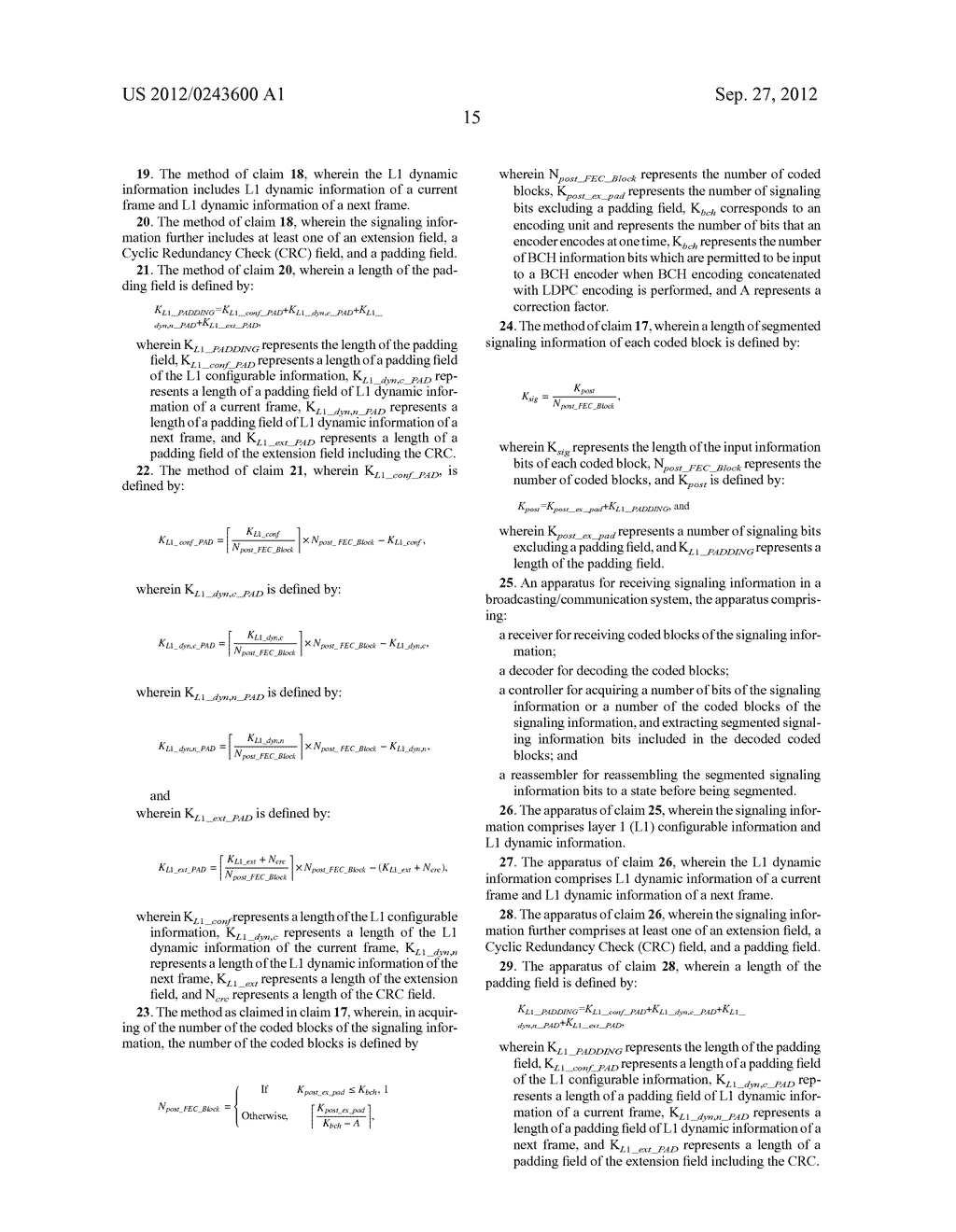 METHOD AND APPARATUS FOR TRANSMITTING AND RECEIVING CONTROL INFORMATION IN     A BROADCASTING/COMMUNICATION SYSTEM - diagram, schematic, and image 26