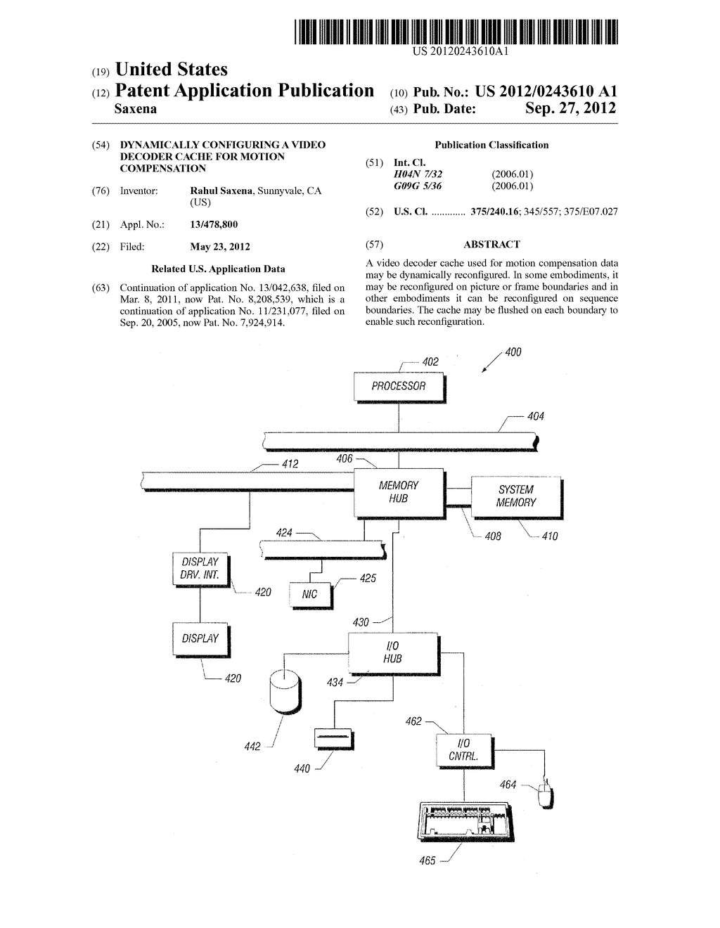 DYNAMICALLY CONFIGURING A VIDEO DECODER CACHE FOR MOTION COMPENSATION - diagram, schematic, and image 01