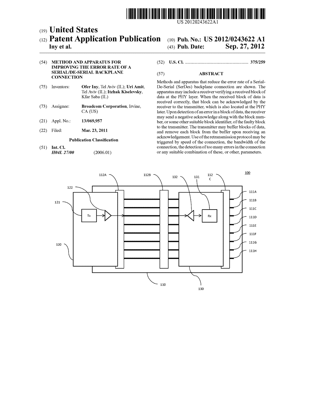 METHOD AND APPARATUS FOR IMPROVING THE ERROR RATE OF A SERIAL/DE-SERIAL     BACKPLANE CONNECTION - diagram, schematic, and image 01