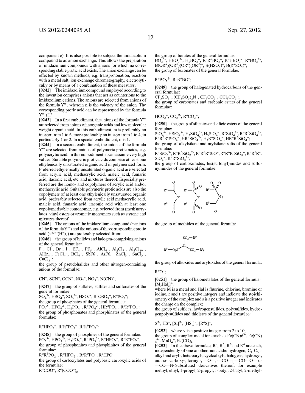 COMPOSITIONS CONTAINING POLYMERIC, IONIC COMPOUNDS COMPRISING IMIDAZOLIUM     GROUPS - diagram, schematic, and image 13