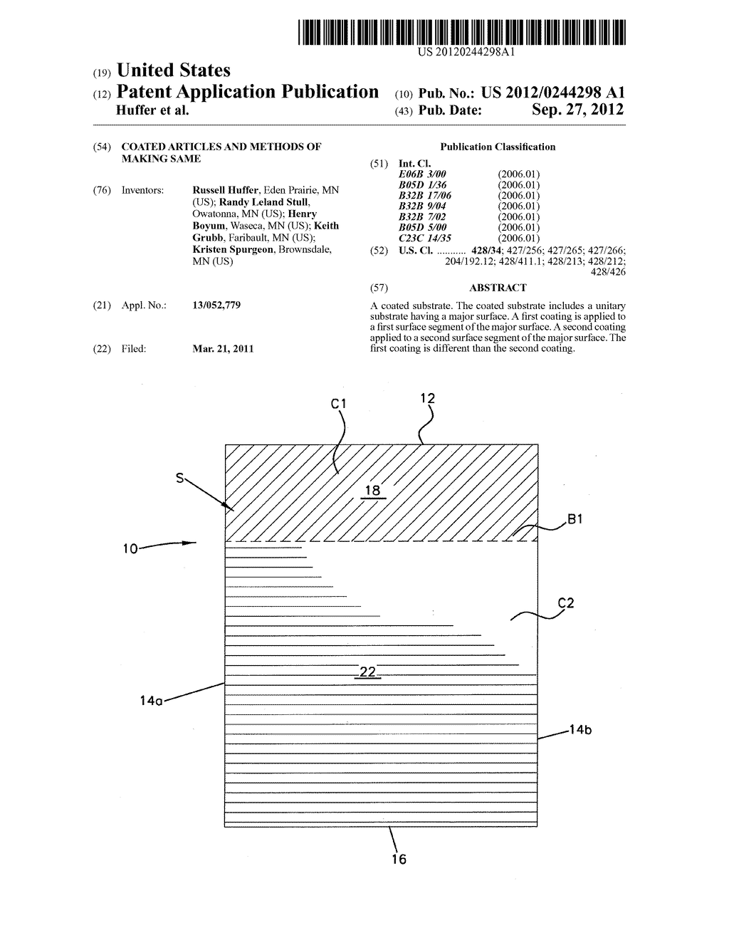 COATED ARTICLES AND METHODS OF MAKING SAME - diagram, schematic, and image 01