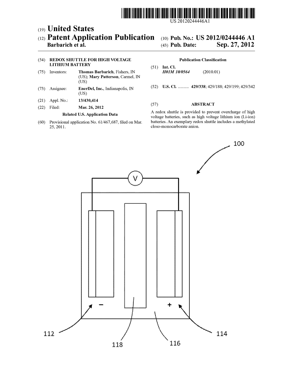 REDOX SHUTTLE FOR HIGH VOLTAGE LITHIUM BATTERY - diagram, schematic, and image 01