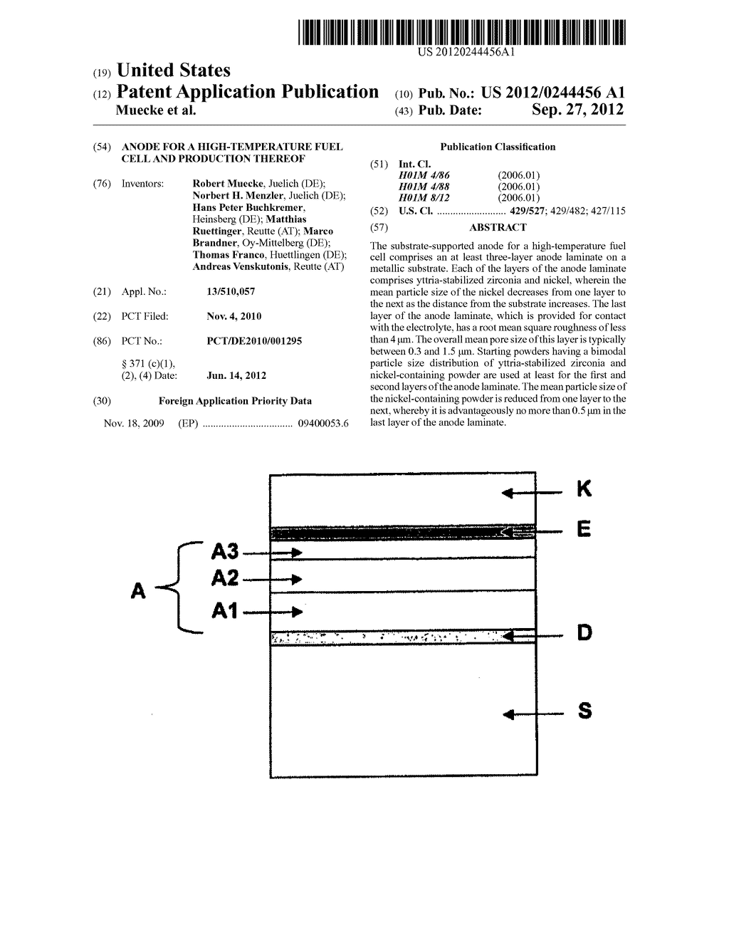 ANODE FOR A HIGH-TEMPERATURE FUEL CELL AND PRODUCTION THEREOF - diagram, schematic, and image 01