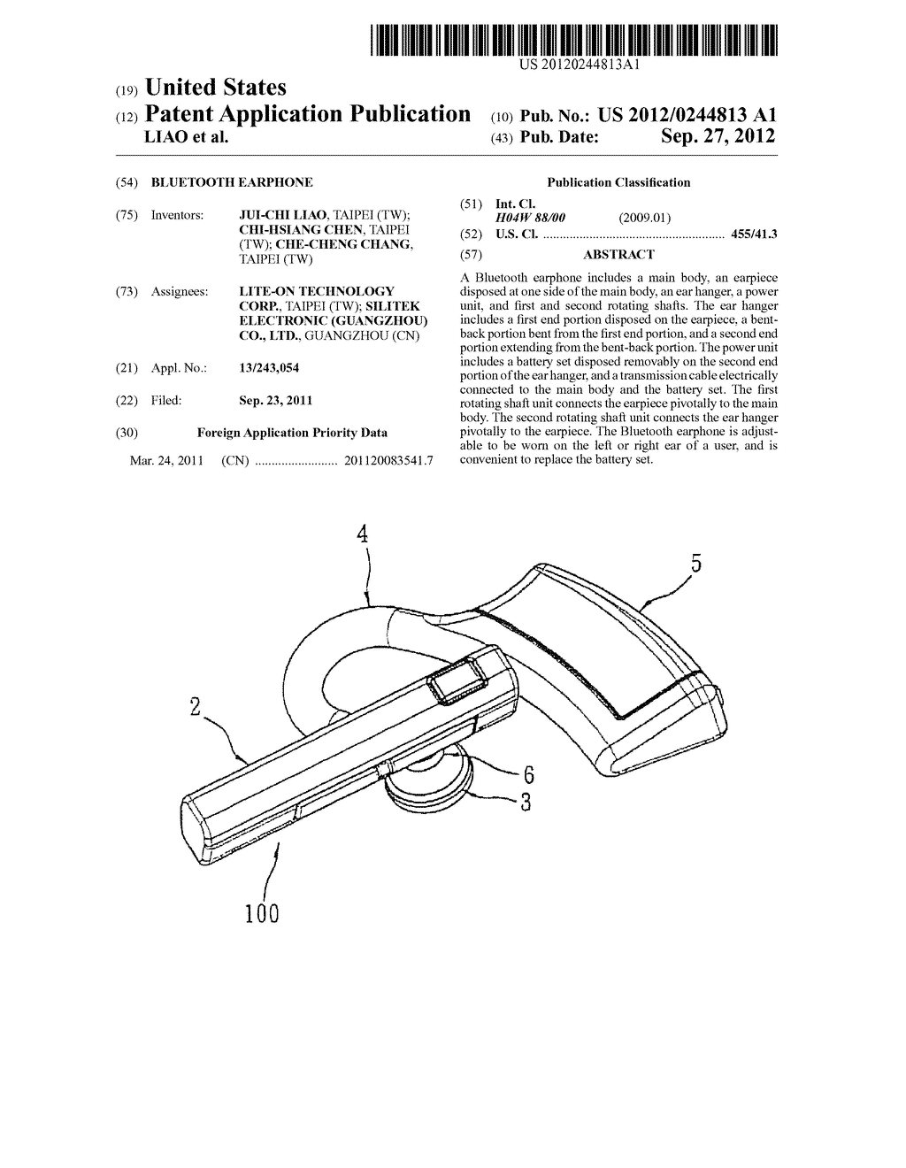 BLUETOOTH EARPHONE - diagram, schematic, and image 01