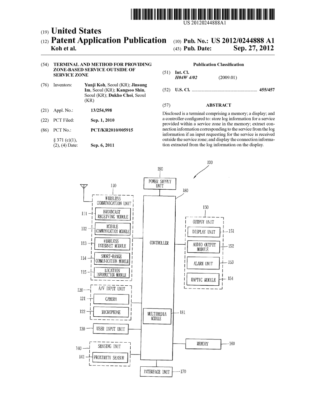 TERMINAL AND METHOD FOR PROVIDING ZONE-BASED SERVICE OUTSIDE OF SERVICE     ZONE - diagram, schematic, and image 01