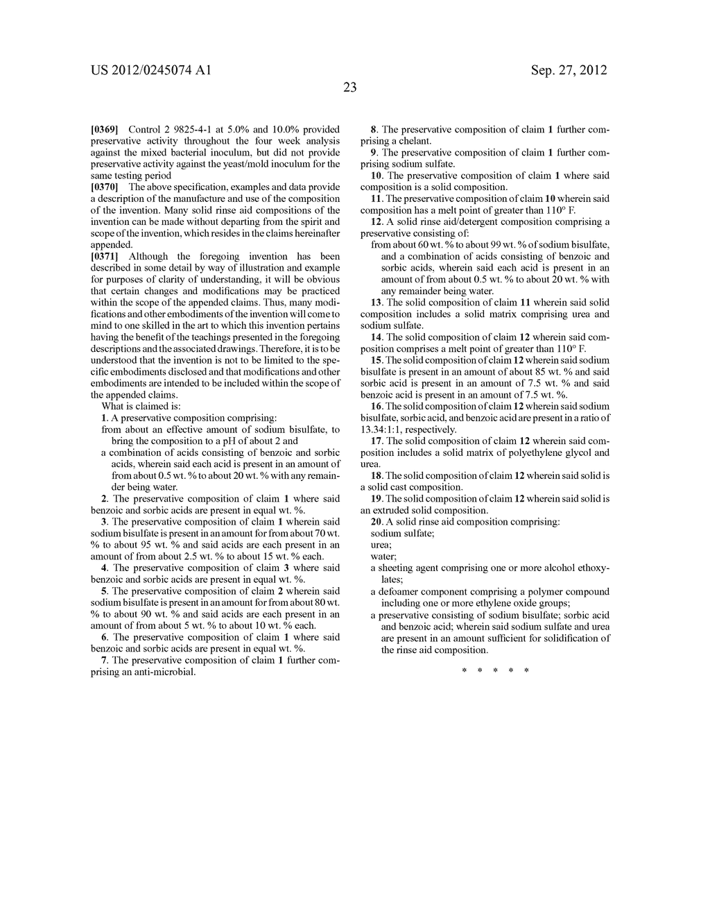 ENHANCED MELTING POINT RINSE AID SOLID COMPOSITIONS WITH SYNERGISTIC     PRESERVATIVE - diagram, schematic, and image 24