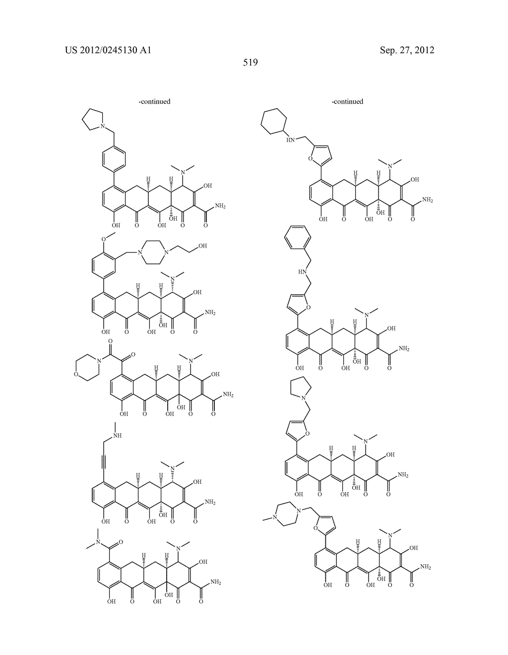 Methods of Using Substituted Tetracycline Compounds to Modulate RNA - diagram, schematic, and image 521