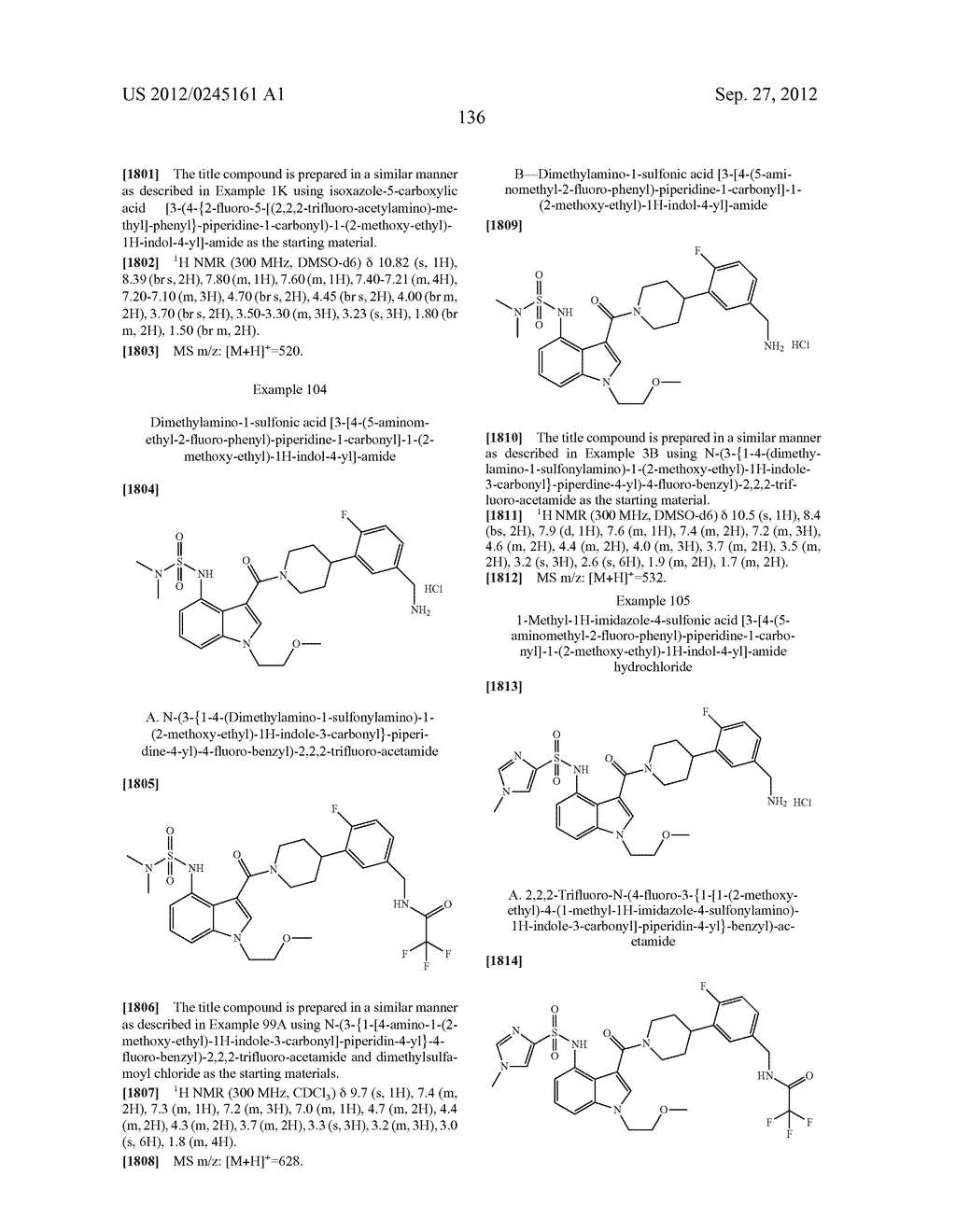 INDOLYL-PIPERIDINYL BENZYLAMINES AS BETA-TRYPTASE INHIBITORS - diagram, schematic, and image 137