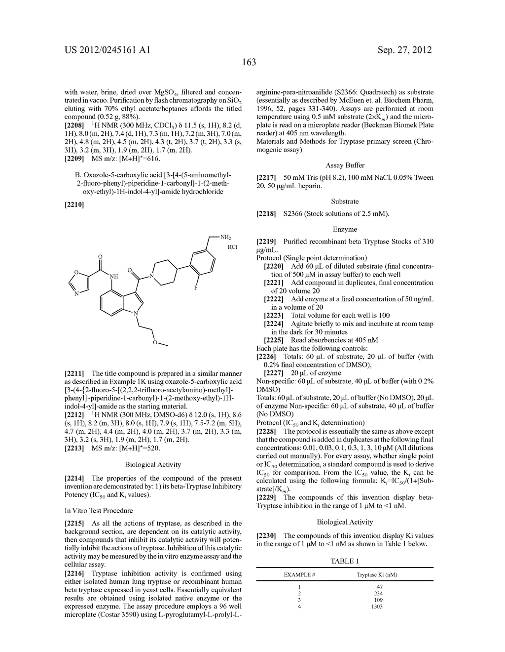 INDOLYL-PIPERIDINYL BENZYLAMINES AS BETA-TRYPTASE INHIBITORS - diagram, schematic, and image 164