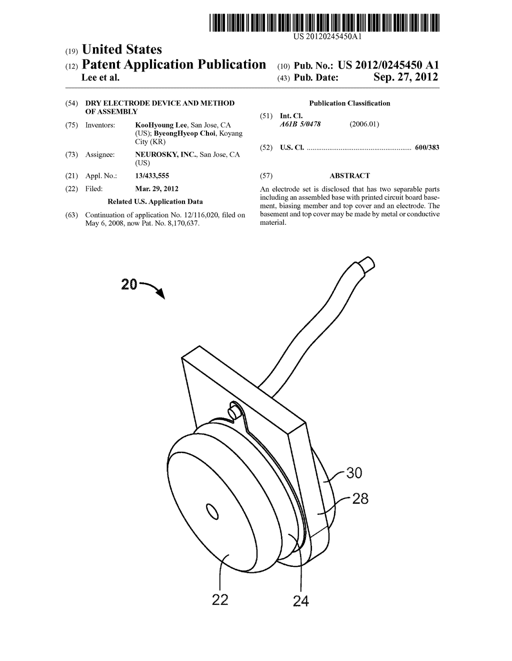 DRY ELECTRODE DEVICE AND METHOD OF ASSEMBLY - diagram, schematic, and image 01