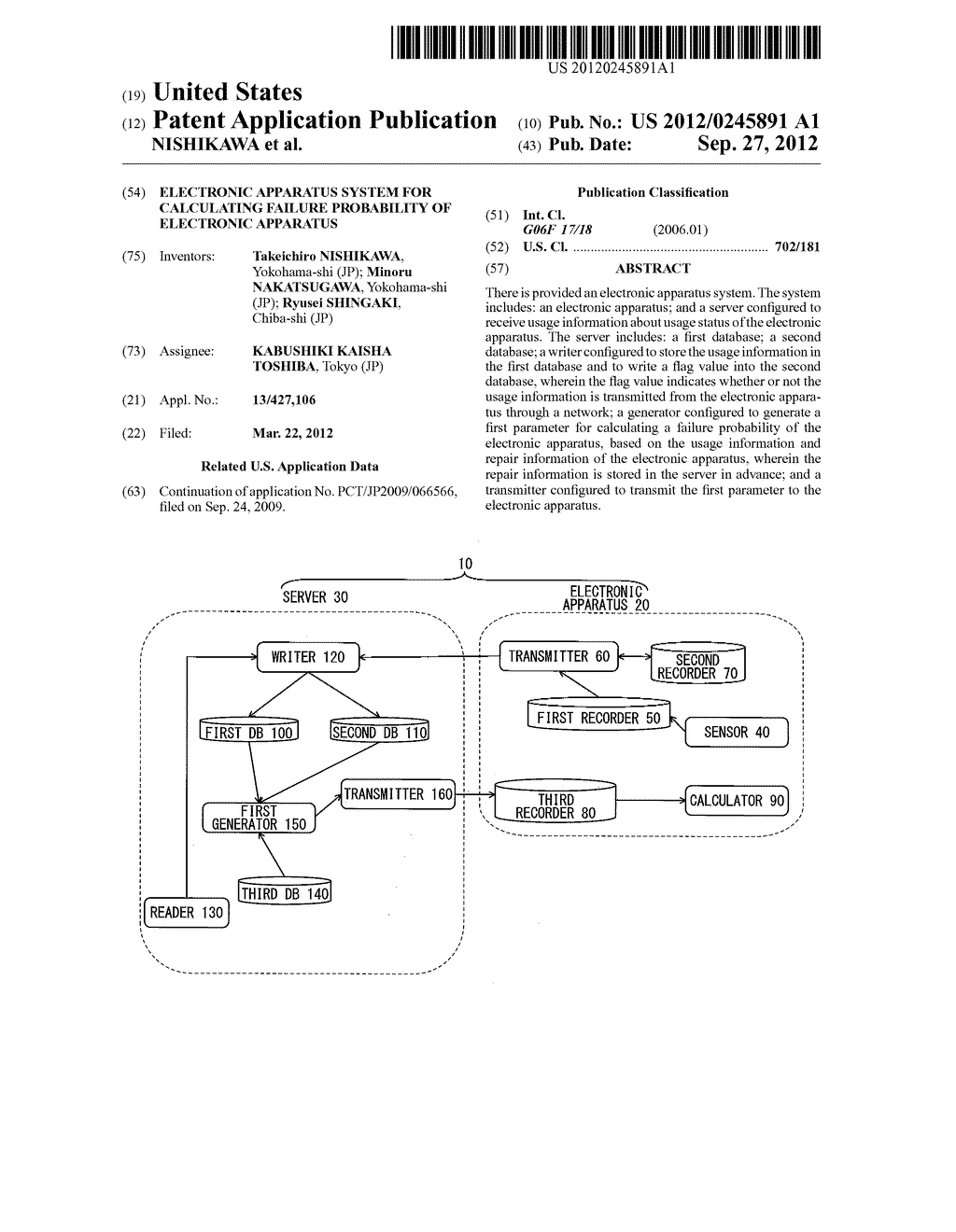 ELECTRONIC APPARATUS SYSTEM FOR CALCULATING FAILURE PROBABILITY OF     ELECTRONIC APPARATUS - diagram, schematic, and image 01