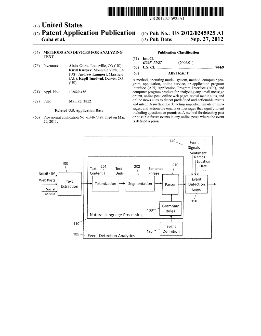 METHODS AND DEVICES FOR ANALYZING TEXT - diagram, schematic, and image 01