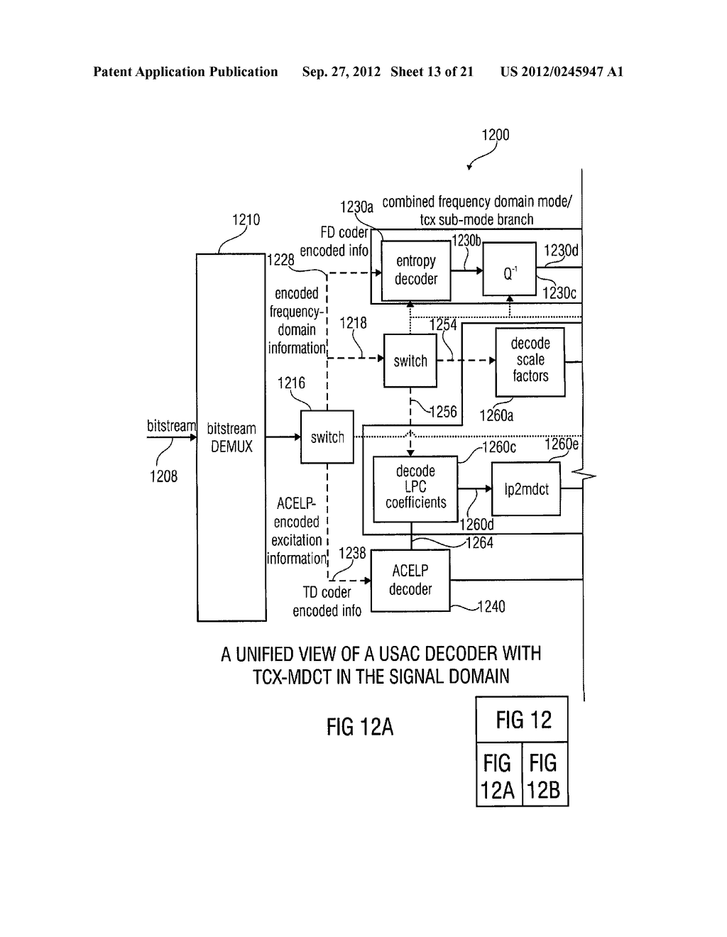 MULTI-MODE AUDIO SIGNAL DECODER, MULTI-MODE AUDIO SIGNAL ENCODER, METHODS     AND COMPUTER PROGRAM USING A LINEAR-PREDICTION-CODING BASED NOISE SHAPING - diagram, schematic, and image 14