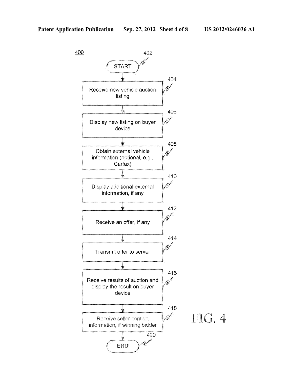 SYSTEM, METHOD AND COMPUTER READABLE MEDIUM FOR CONDUCTING A VEHICLE     AUCTION, AUTOMATIC VEHICLE CONDITION ASSESSMENT AND AUTOMATIC VEHICLE     ACQUISITION ATTRACTIVENESS DETERMINATION - diagram, schematic, and image 05