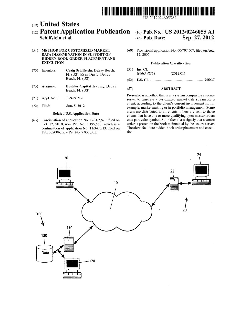 METHOD FOR CUSTOMIZED MARKET DATA DISSEMINATION IN SUPPORT OF HIDDEN-BOOK     ORDER PLACEMENT AND EXECUTION - diagram, schematic, and image 01