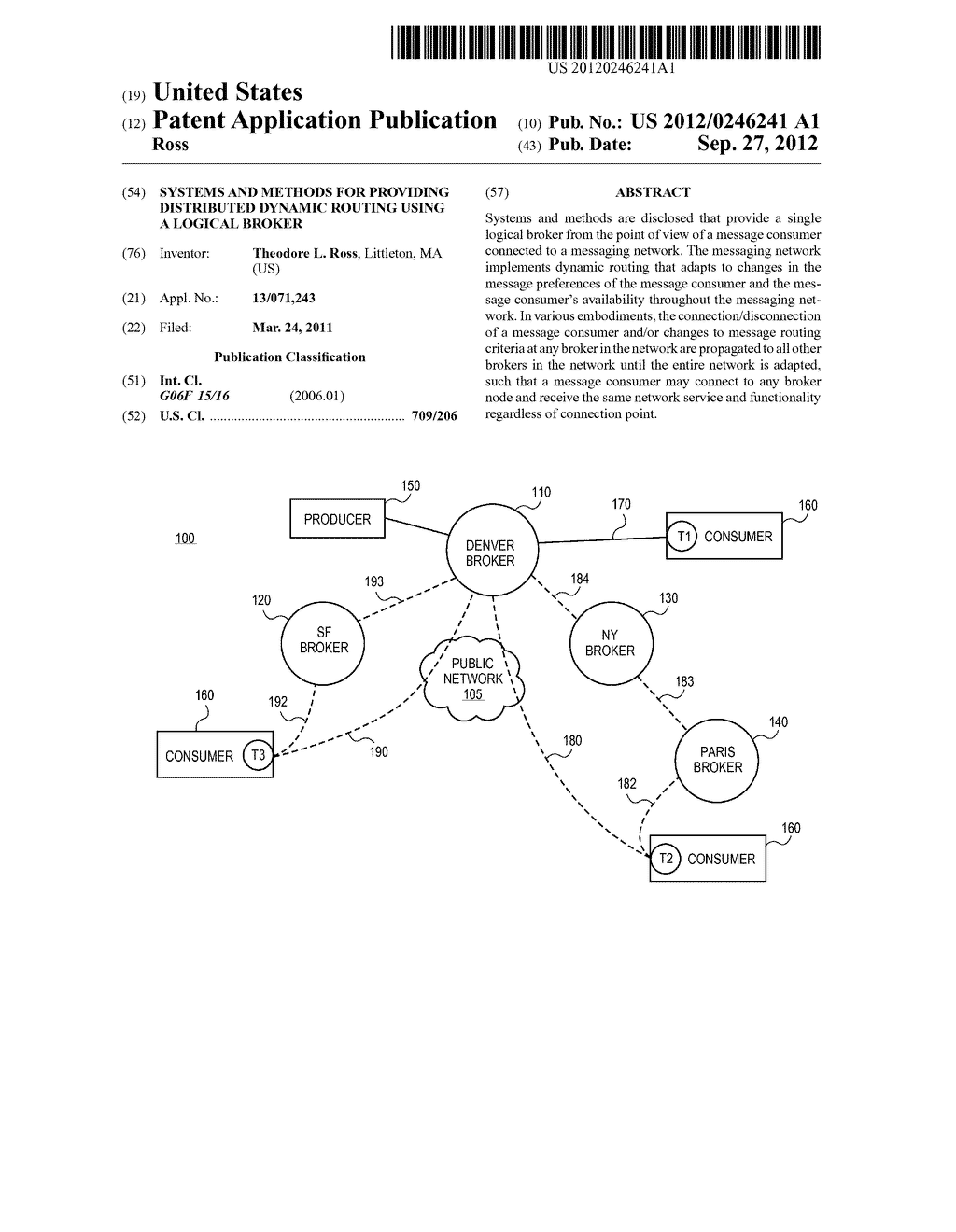 SYSTEMS AND METHODS FOR PROVIDING DISTRIBUTED DYNAMIC ROUTING USING A     LOGICAL BROKER - diagram, schematic, and image 01