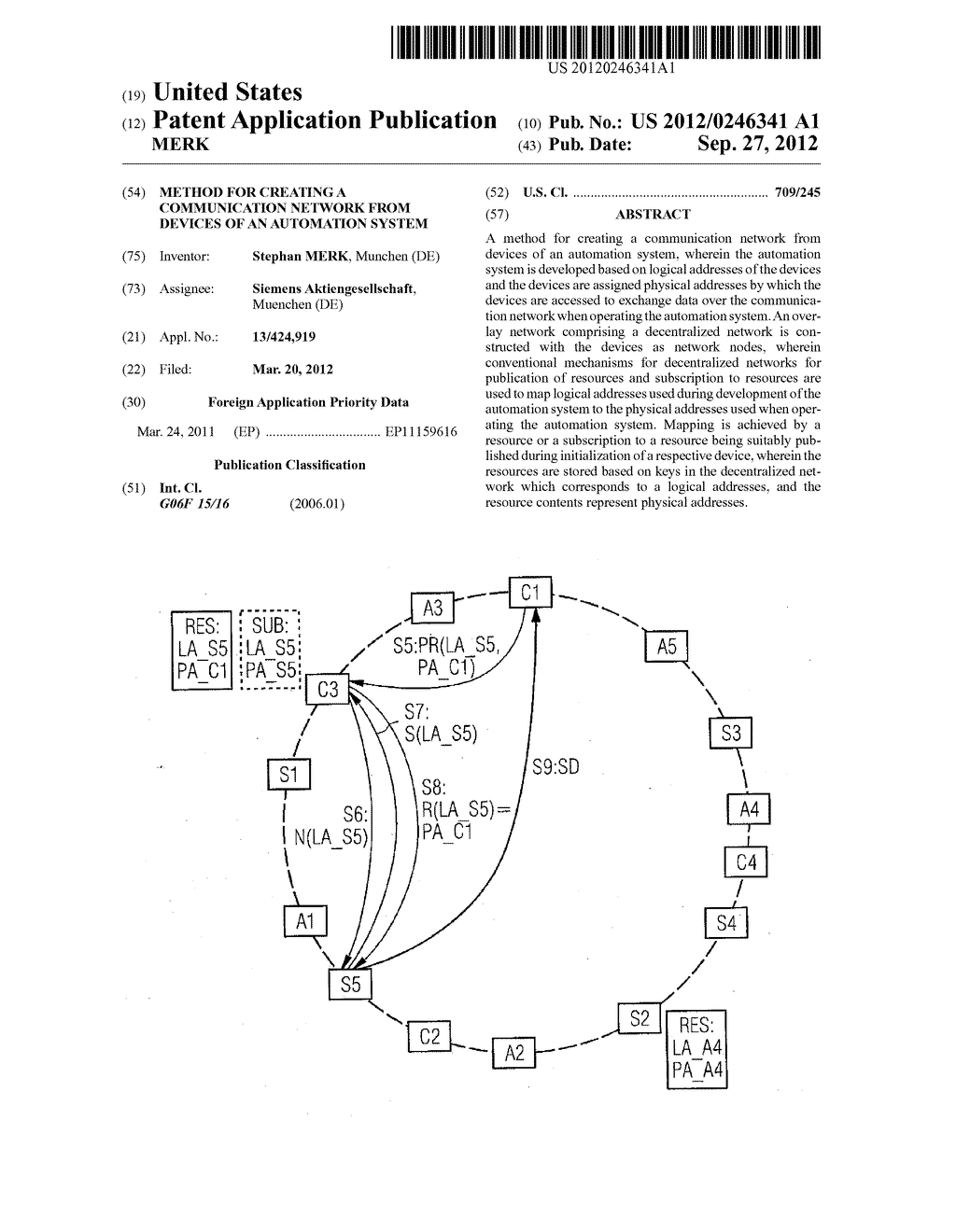 Method for Creating a Communication Network from Devices of an Automation     System - diagram, schematic, and image 01