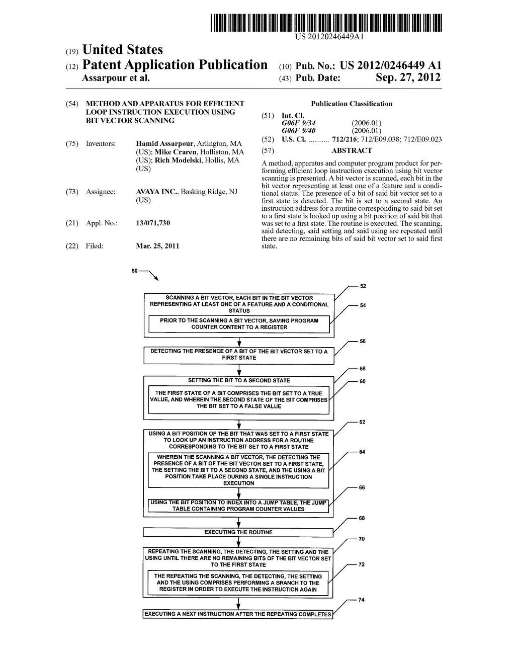 METHOD AND APPARATUS FOR EFFICIENT LOOP INSTRUCTION EXECUTION USING BIT     VECTOR SCANNING - diagram, schematic, and image 01