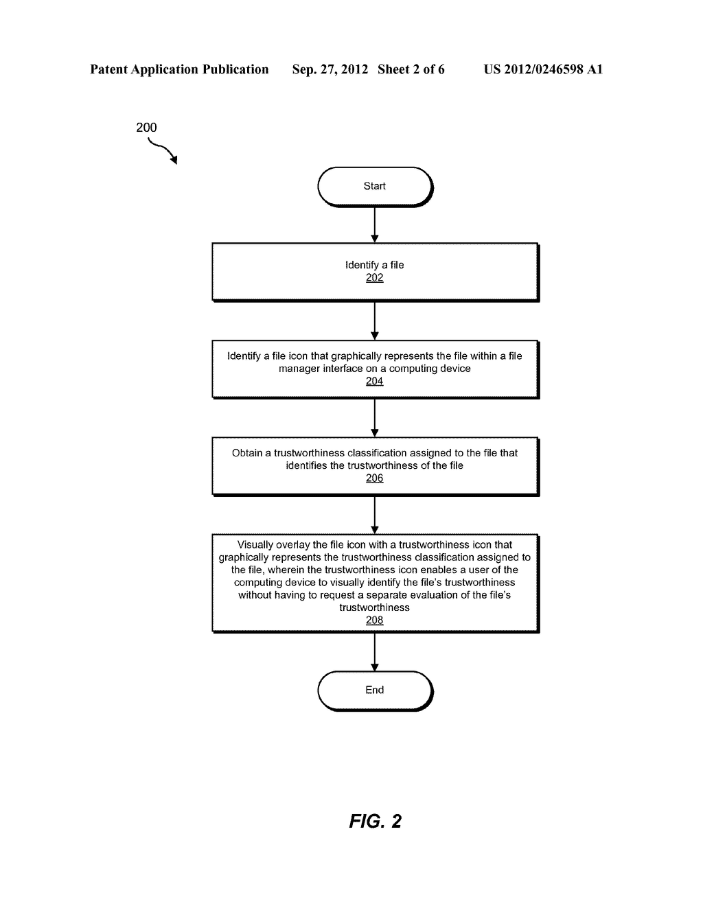 SYSTEMS AND METHODS FOR DISPLAYING TRUSTWORTHINESS CLASSIFICATIONS FOR     FILES AS VISUALLY OVERLAID ICONS - diagram, schematic, and image 03