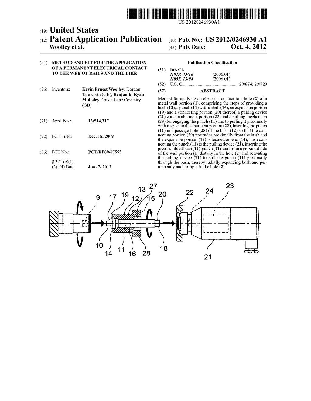 METHOD AND KIT FOR THE APPLICATION OF A PERMANENT ELECTRICAL CONTACT TO     THE WEB OF RAILS AND THE LIKE - diagram, schematic, and image 01