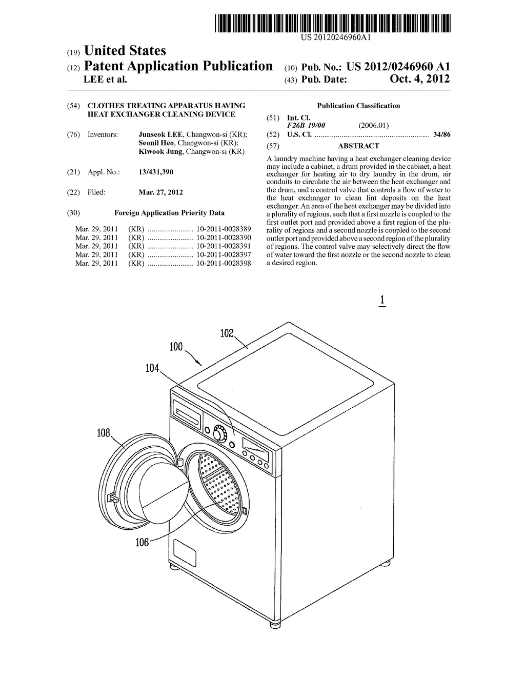 CLOTHES TREATING APPARATUS HAVING HEAT EXCHANGER CLEANING DEVICE - diagram, schematic, and image 01