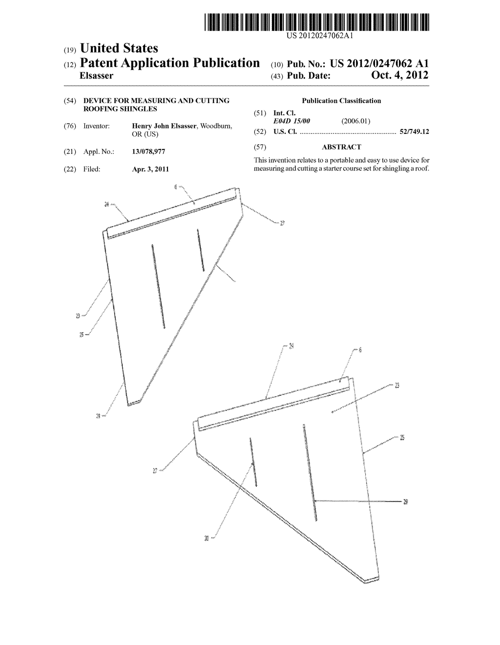 Device For Measuring and Cutting Roofing Shingles - diagram, schematic, and image 01