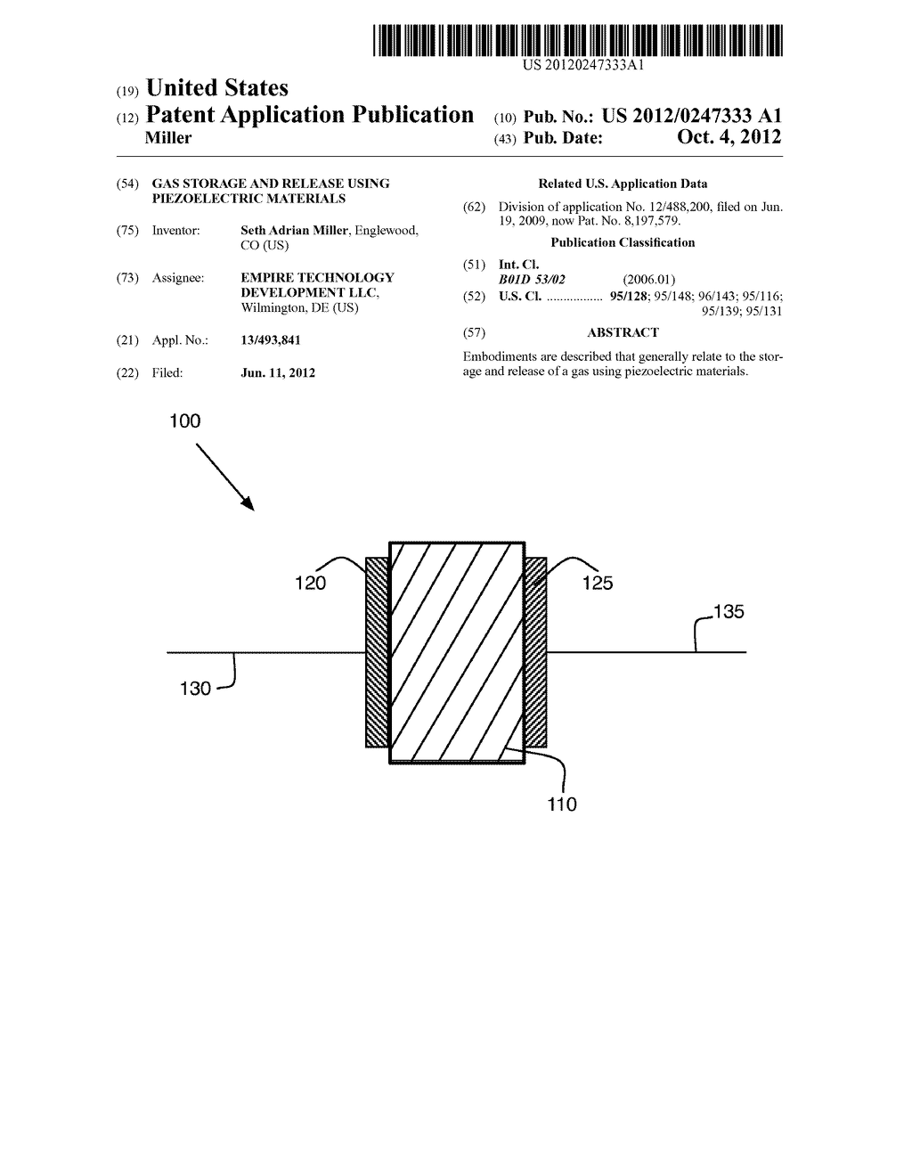 Gas Storage and Release Using Piezoelectric Materials - diagram, schematic, and image 01