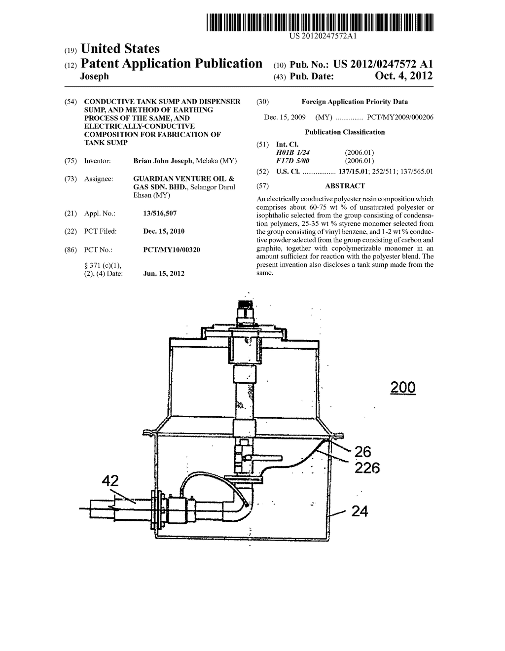 CONDUCTIVE TANK SUMP AND DISPENSER SUMP, AND METHOD OF EARTHING PROCESS OF     THE SAME, AND ELECTRICALLY-CONDUCTIVE COMPOSITION FOR FABRICATION OF TANK     SUMP - diagram, schematic, and image 01