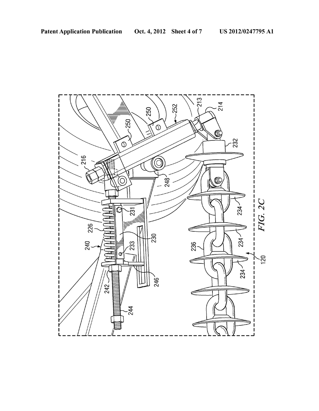 APPARATUS FOR ADJUSTING TENSION AND POSITIONING OF A HARROWING CHAIN - diagram, schematic, and image 05