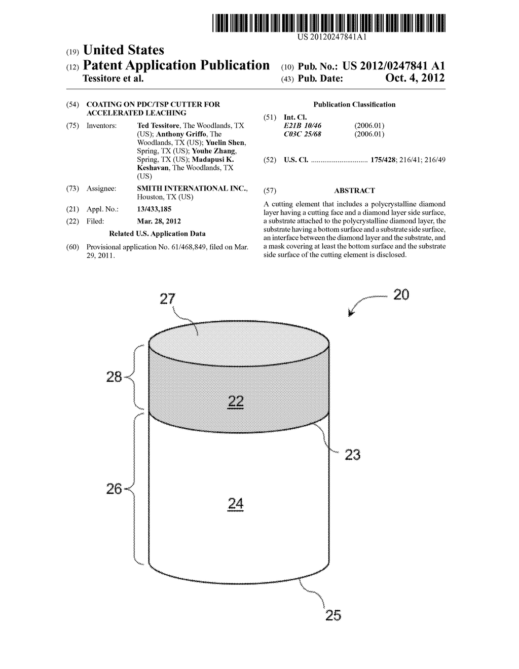 COATING ON PDC/TSP CUTTER FOR ACCELERATED LEACHING - diagram, schematic, and image 01