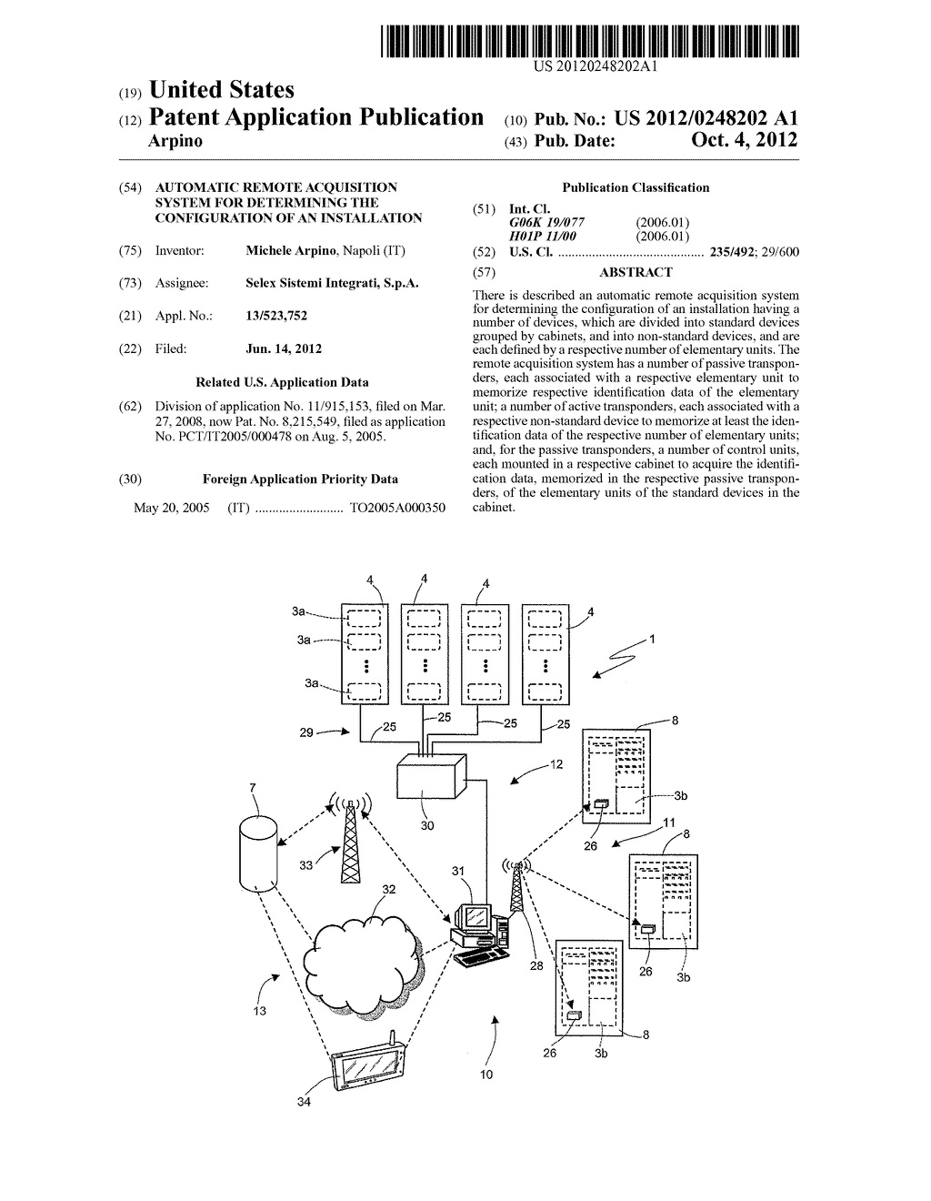 AUTOMATIC REMOTE ACQUISITION SYSTEM FOR DETERMINING THE CONFIGURATION OF     AN INSTALLATION - diagram, schematic, and image 01