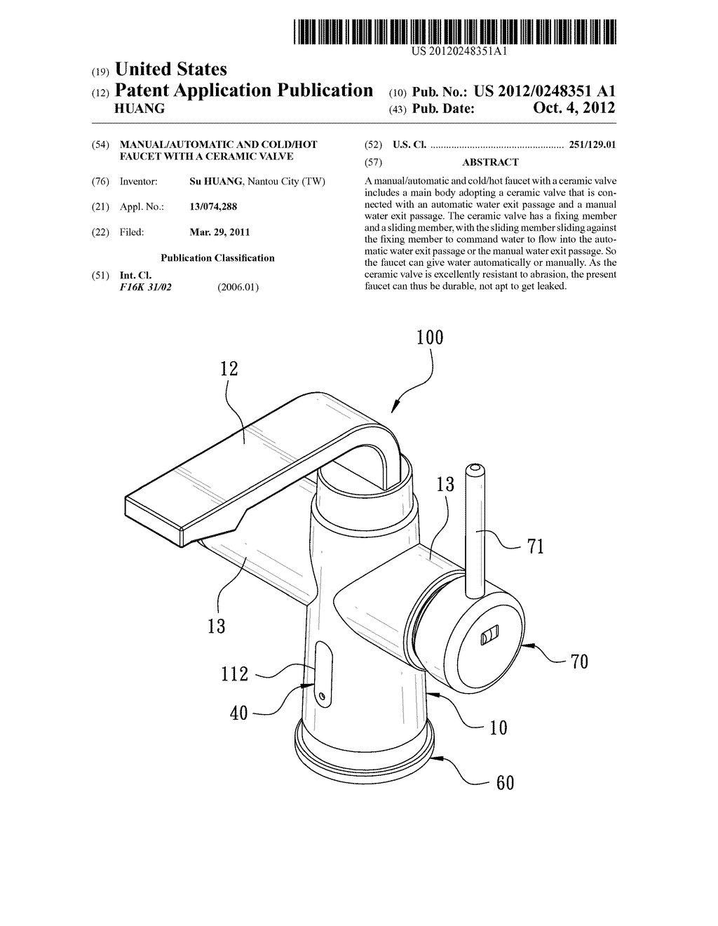 MANUAL/AUTOMATIC AND COLD/HOT FAUCET WITH A CERAMIC VALVE - diagram, schematic, and image 01