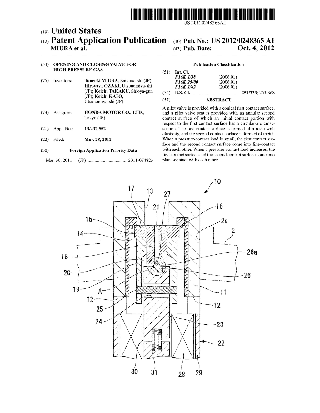 OPENING AND CLOSING VALVE FOR HIGH-PRESSURE GAS - diagram, schematic, and image 01