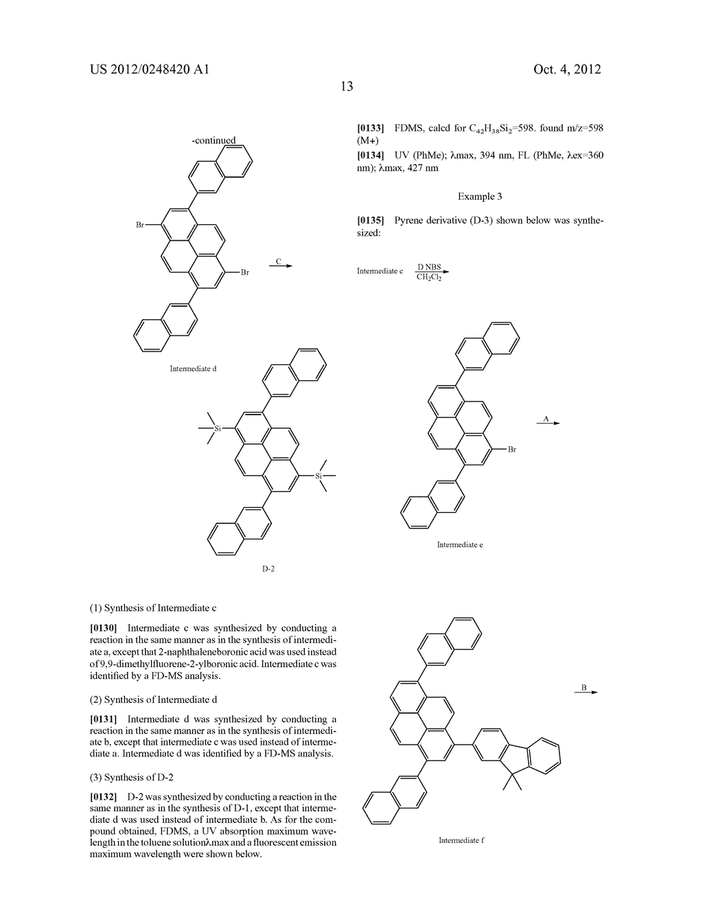 PYRENE DERIVATIVE AND ORGANIC ELECTROLUMINESCENT ELEMENT USING THE SAME - diagram, schematic, and image 14