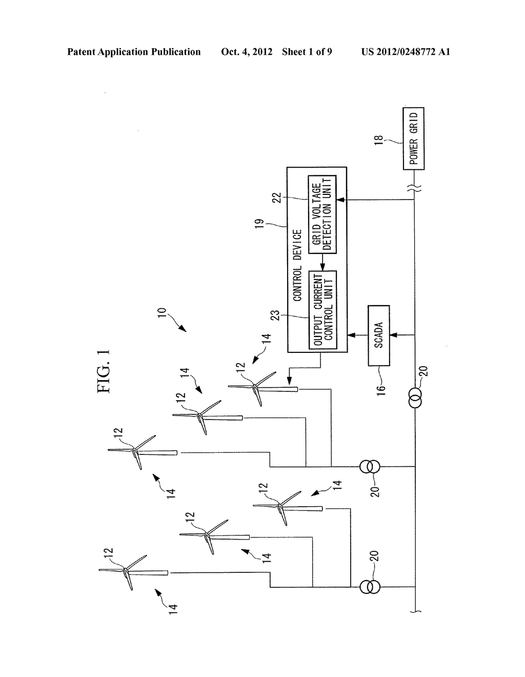 CONTROL DEVICE OF WIND TURBINE GENERATOR, WIND TURBINE GENERATOR, WIND     FARM, AND CONTROL METHOD FOR WIND TURBINE GENERATOR - diagram, schematic, and image 02